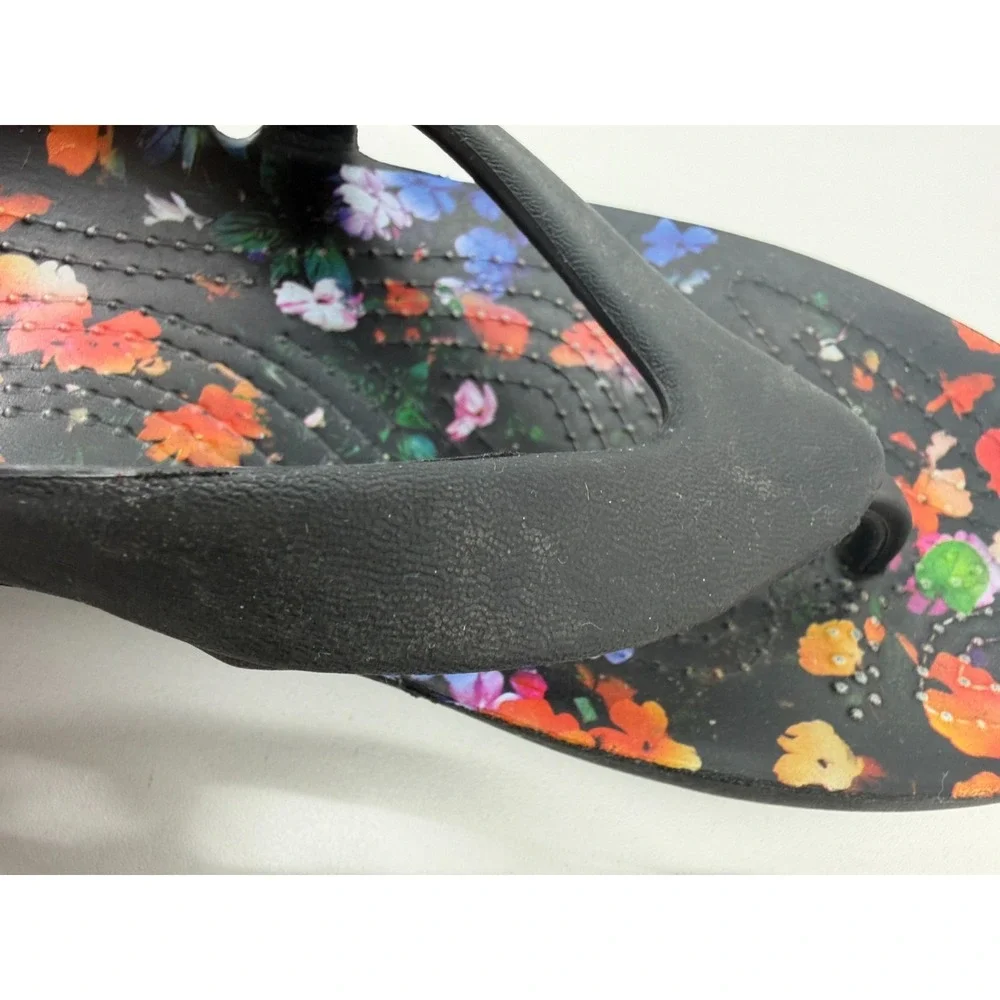 Crocs Kadee II Graphic Women's Flip Flop Sandals Black Floral Size 6